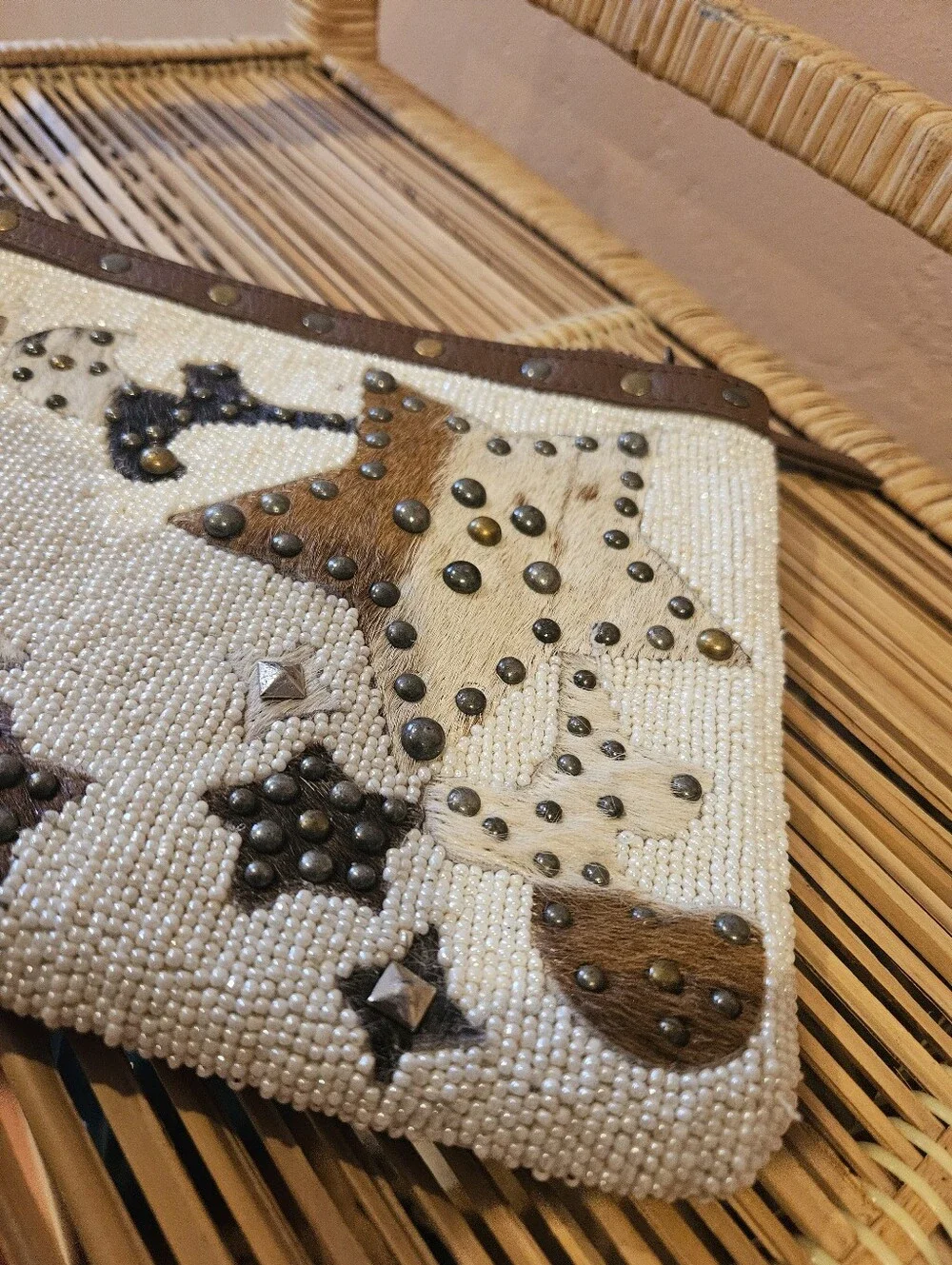 Shyanne Tegan Seed Beaded Cowhide & Leather  Clutch Wallet